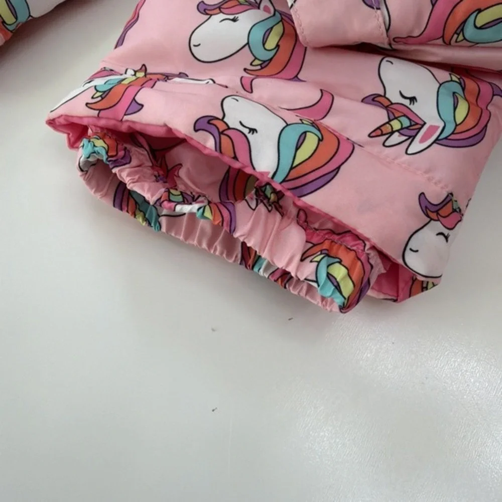 The Children's Place Girls Unicorn 3-Piece Snowsuit Set Jacket/Fleece/Bibs. 3898